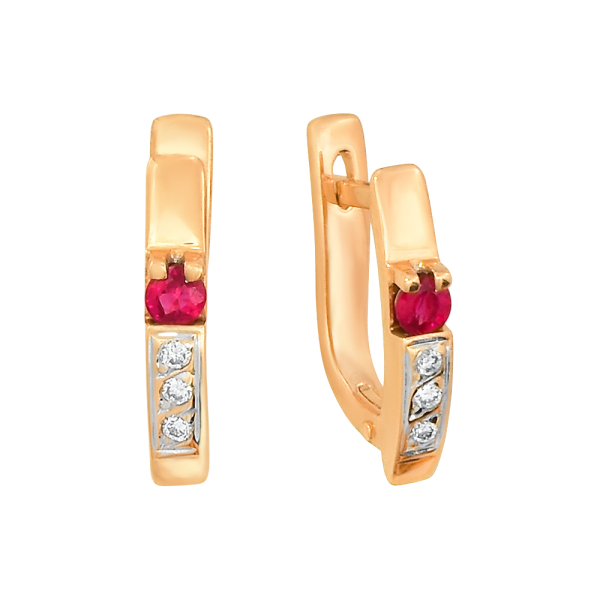 Серьги из красного золота, с бриллиантами