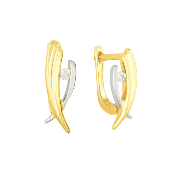 Серьги из желтого золота, с бриллиантами Серьги из желтого золота, с бриллиантами