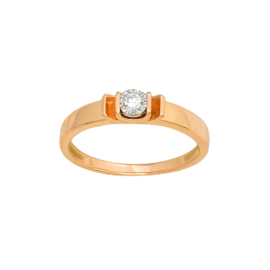 Кольцо из красного золота, с бриллиантом