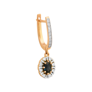 Серьги из красного золота, с бриллиантами, с сапфирами